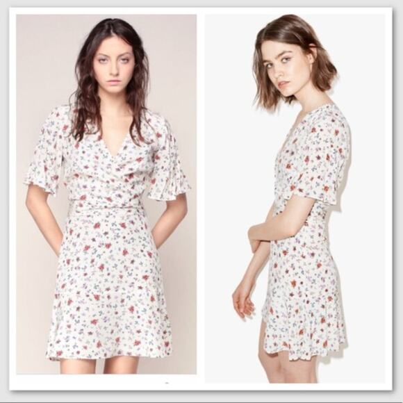 The Kooples Mixed Print Floral 100% Silk Dress White Size Small New With Tag - Picture 5 of 15